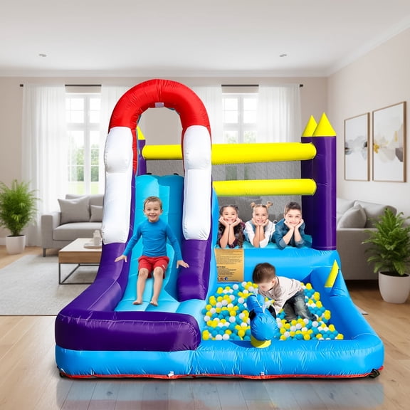 Relunch Kids Inflatable Bounce House with Slide & Ball Pit, 16FT Castle Bouncer with Blower for Indoor Outdoor Jumping Fun