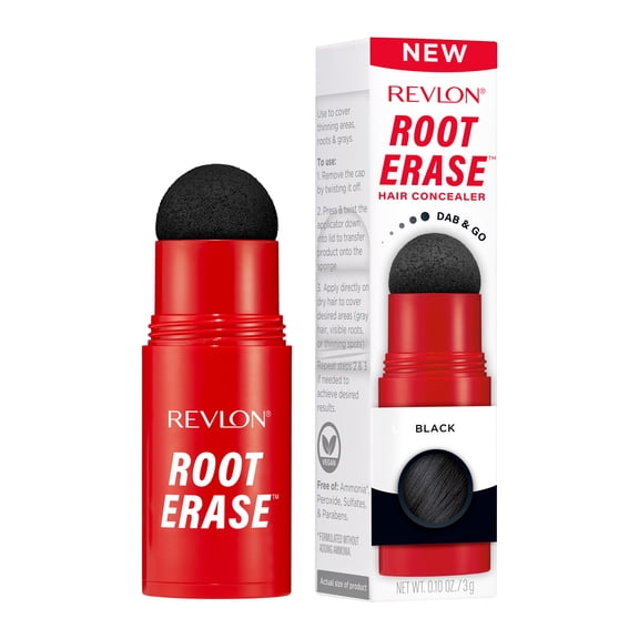 Revlon Root Erase Hair Concealer, Dab & Swipe Instant Root Cover Up, Temporary, 01 Black, 0.10 oz