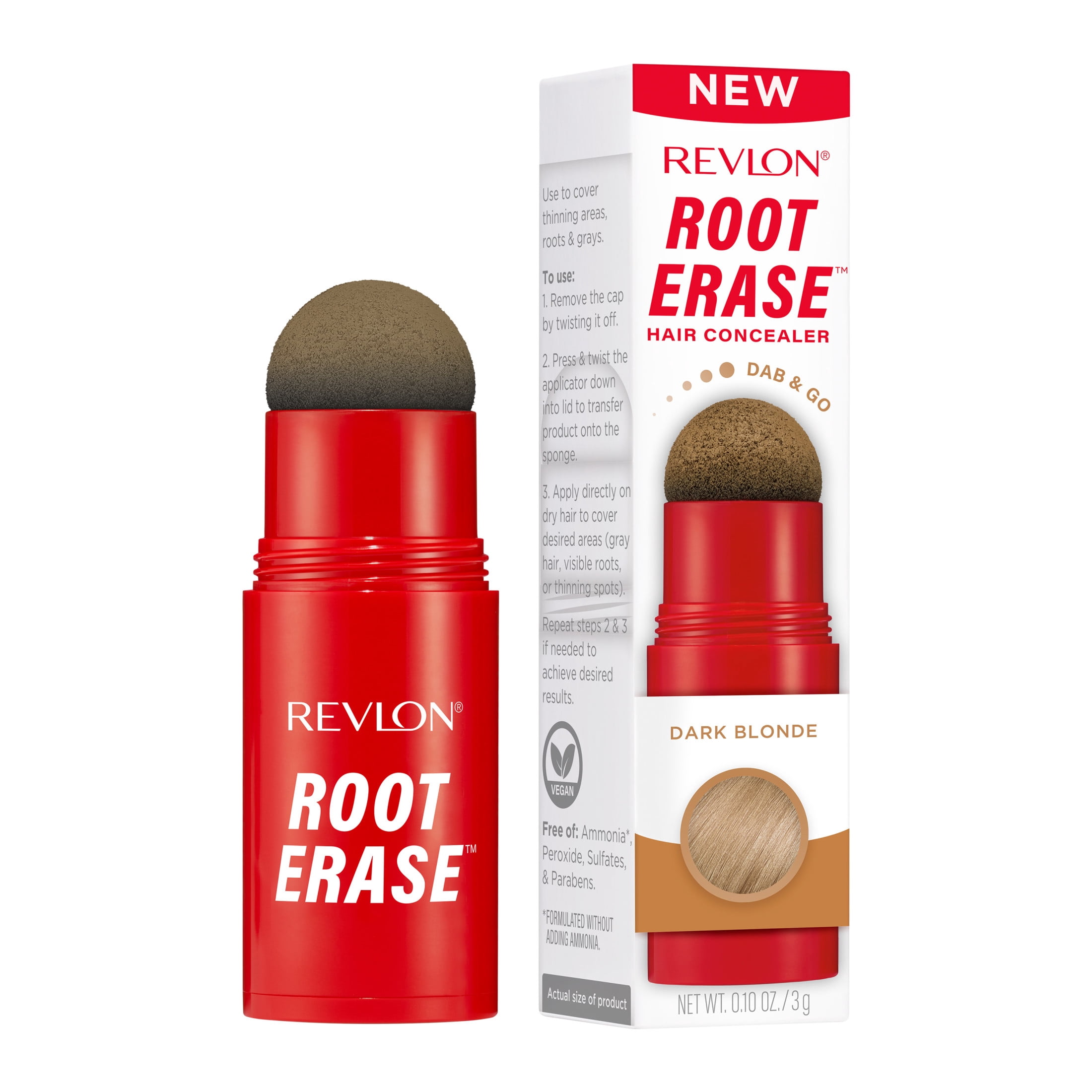 Revlon Root Erase Hair Concealer, Dab & Swipe Instant Root Cover Up, Temporary, 06 Dark Blonde, 0.10 oz