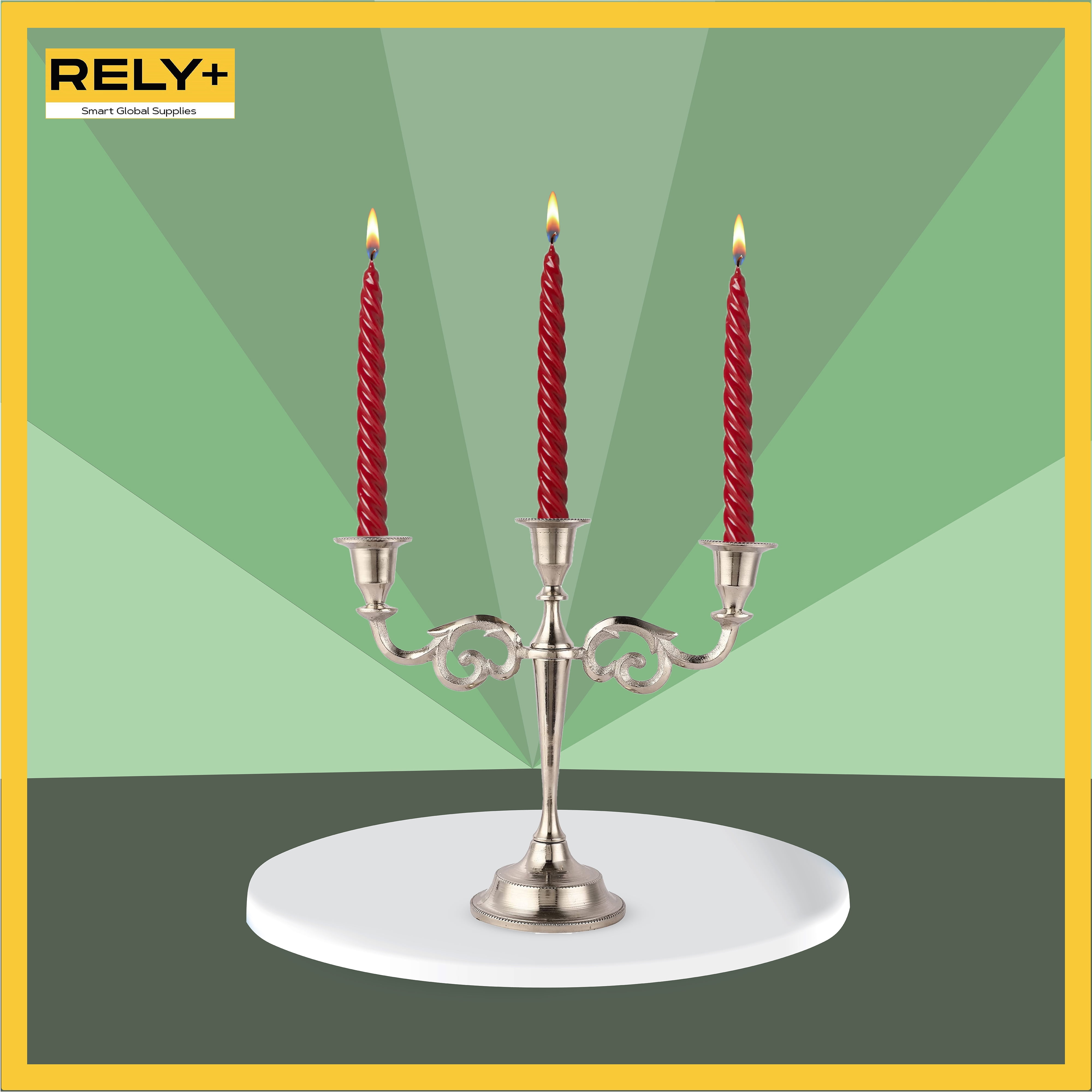 Rely+ Silver Taper Candle Holders Set Of 4 - Modern Metal Candle Sticks For Table Centerpiece, Wedding, Parties