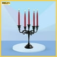 Rely+ Glossy Black 5 Arm Metal Candelabra Taper Candle Holder for
