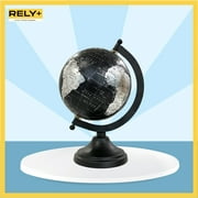 Rely+ 5" Desk Globe Metal Stand Black Small - Office desktop Decor, Mini Rotating World Map Gift