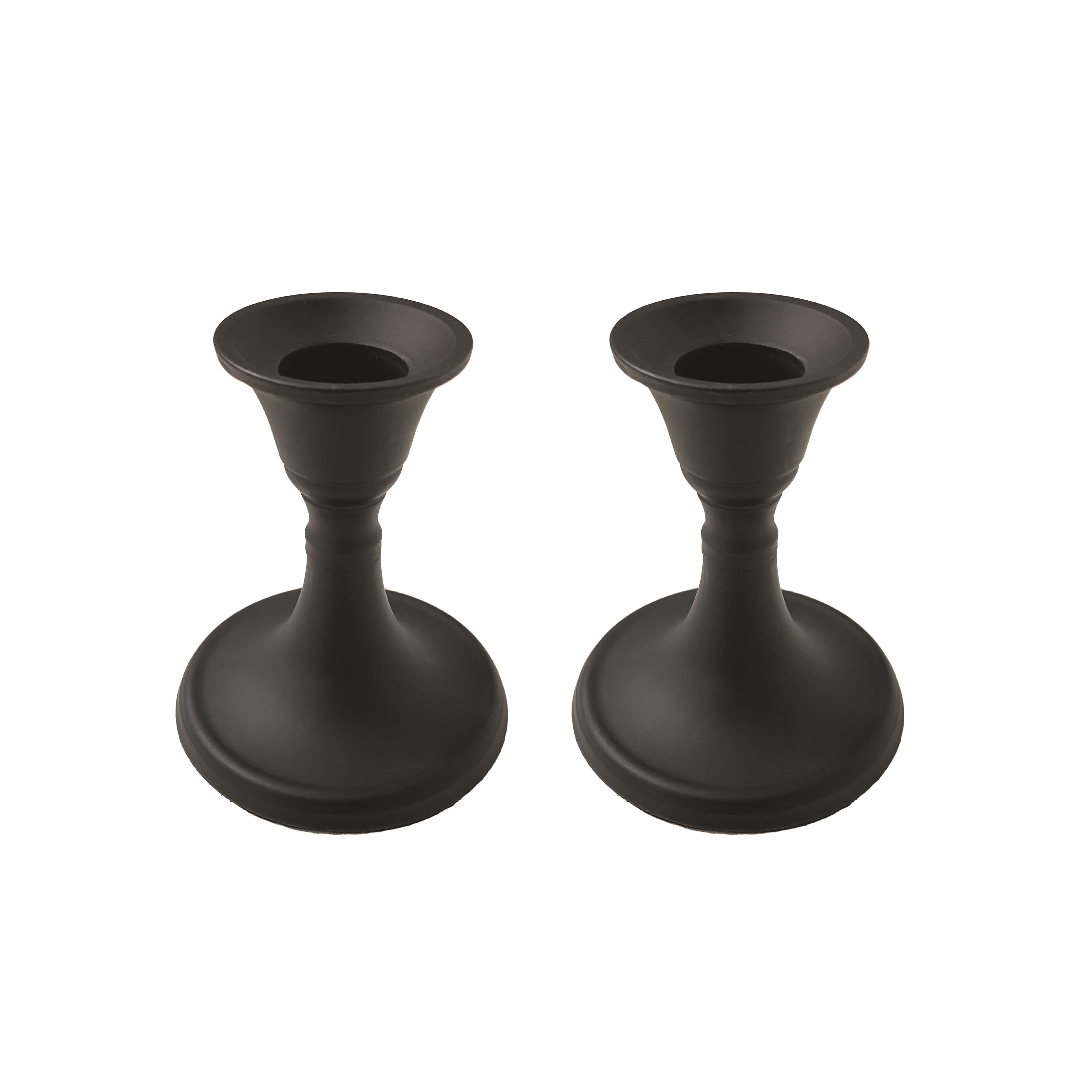 Rely+ Black Candle Holder Set of 2 Decorative Taper Candles for