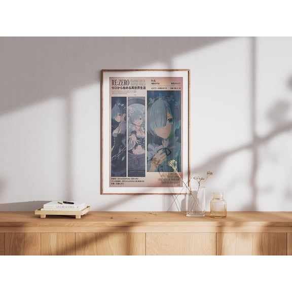 Rem Re Zero Anime Poster, Japanese Text, Character Artwork Unframed Size 24''x36'' GooGate
