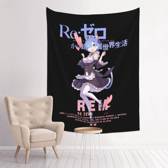 Rem Re Zero Anime Tapestry Indian Wall Hanging Tapestries Room Decor For Bedroom Living Room Dorm
