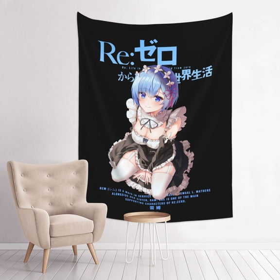 Rem Re Zero Anime Tapestry Indian Wall Hanging Tapestries Room Decor For Bedroom Living Room Dorm