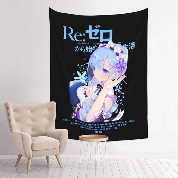 Rem Re Zero Anime Tapestry Indian Wall Hanging Tapestries Room Decor For Bedroom Living Room Dorm