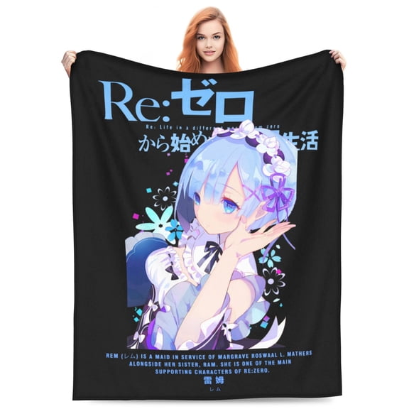 Rem Re Zero Fleece Blanket Throw Soft Cozy Plush Blanket For Couch Sofa Bed