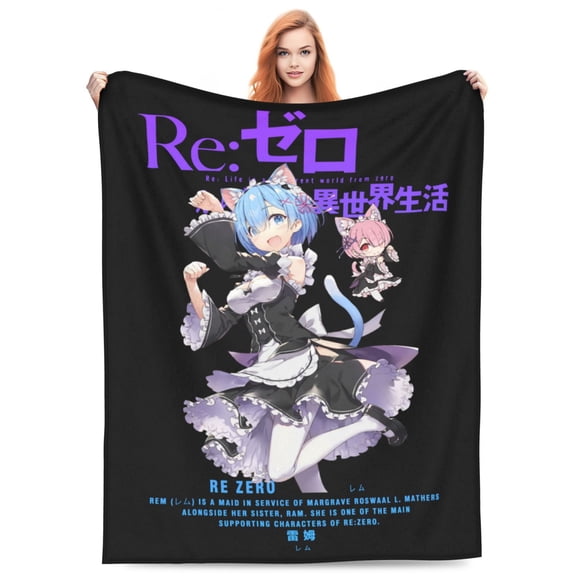 Rem Re Zero Fleece Blanket Throw Soft Cozy Plush Blanket For Couch Sofa Bed