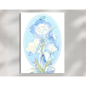 Rem Re Zero Poster, Pastel Blue Floral Botanical Anime Art, Bedroom Wall Decor, Art Print Unframed Size 24''x36'' GooGate