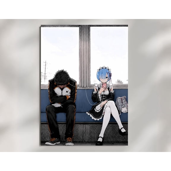 Rem Subaru Re Zero Poster, Cozy Lofi Anime Train Art, Bedroom Wall Decor, Art Print Unframed Size 24''x36'' GooGate