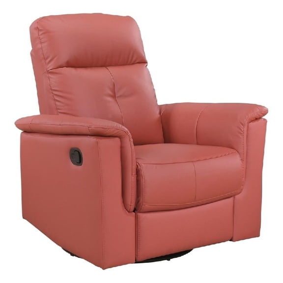 Rem Swivel Glider Manual Reclining Chair- Coral Red Top Grain Leather