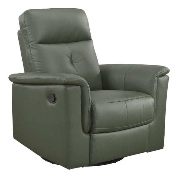 Rem Swivel Glider Manual Reclining Chair- Green Top Grain Leather