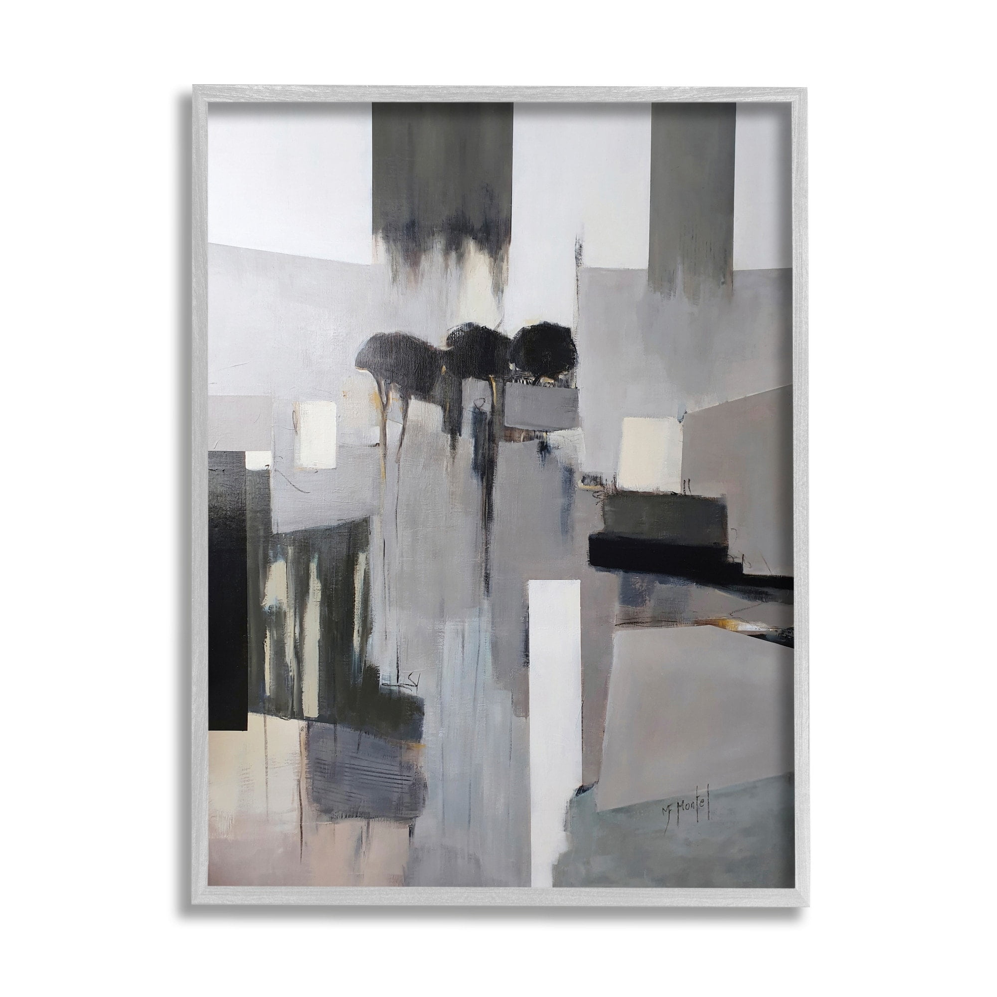 Stupell Industries Remain Standing Montel Abstract Shapes Grey Black,11 x 14,Designed by Fanou Montel