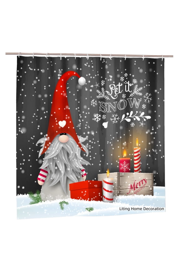 Christmas Gnome Snowflake Shower Curtain Set It Snow Holiday Theme Polyester Shower Curtain for Home Bathroom Bath Tub Decoration 72x72 inch