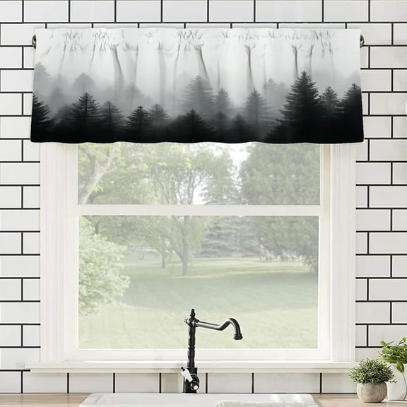 Remain Unique Forest Mist Rod Pocket Polyester Curtain Valance for Home Kitchen Bedroom Living Room Window Decor 54x18 inch
