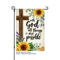 thumbnail image 1 of Remain Unique With God All Things Are Possible Linen Garden Flag with Sunflower and Cross Design for Spring Summer Home Outdoor Garden Yard Door Decor 12x18 inch, 1 of 5