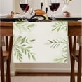 thumbnail image 1 of Remain Unique Linen Table Runner with Green Leaf Pattern 13x72 inch for Spring Summer Home Kitchen Table Decor, 1 of 5