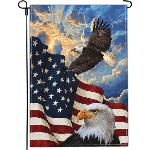 Remain Unique Patriotic Garden Flag 4th of July Memorial Day Garden Flag American Eagle Garden Flags for Outside 12x18 Double Sided Veterans Day Flag House Yard Decorations