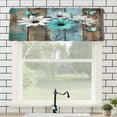 thumbnail image 1 of Remain Unique Rustic Teal Blue Daisy Flower Butterfly Rod Pocket Polyester Curtain Valance for Home Kitchen Bedroom Living Room Window Decor 54x18 inch, 1 of 5