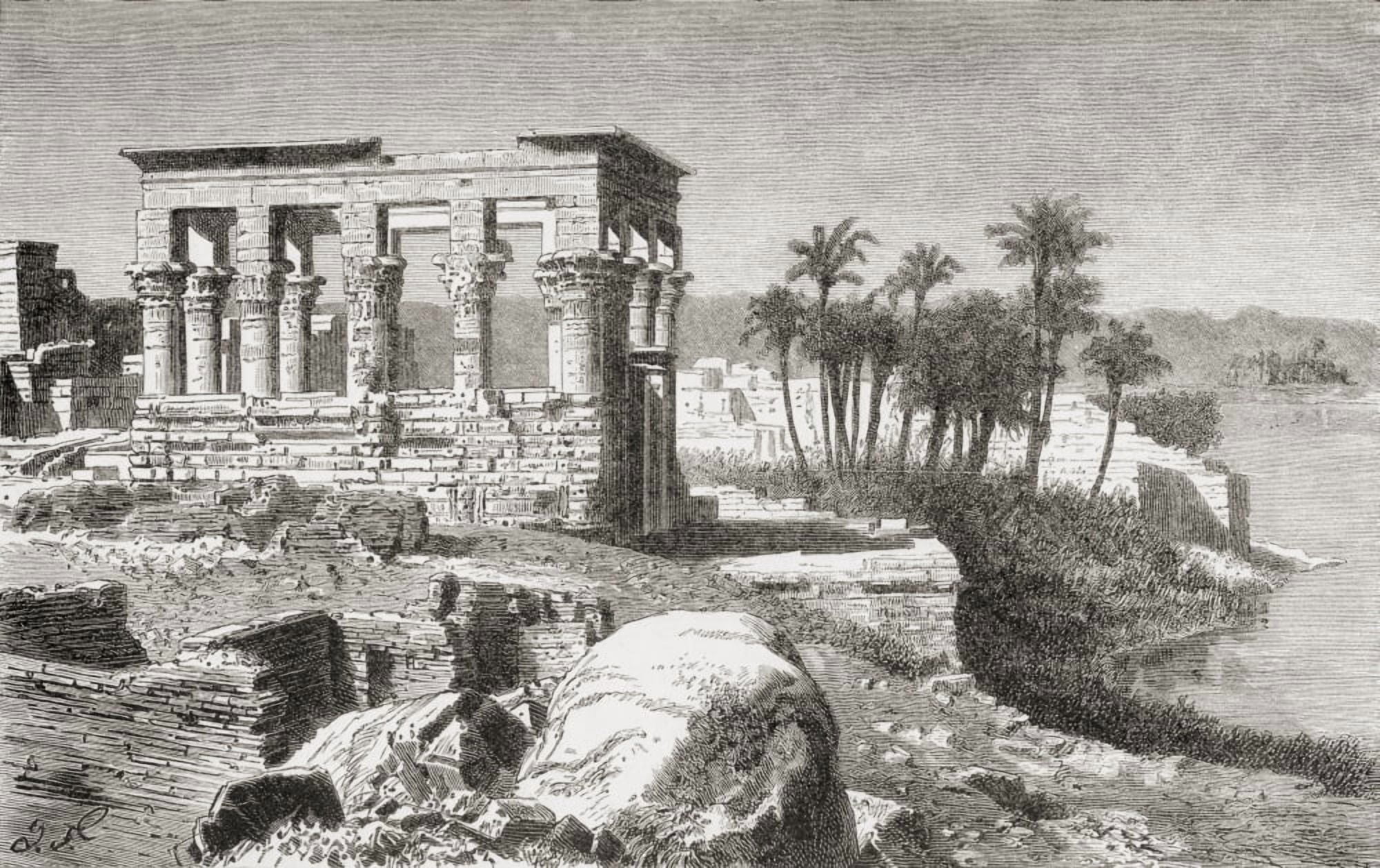 Remains Of The Temple At Philae Egypt In The 19Th Century From Africa By Keith Johnston Published 1884 Canvas Art - Ken Welsh Design Pics (36 x 22)