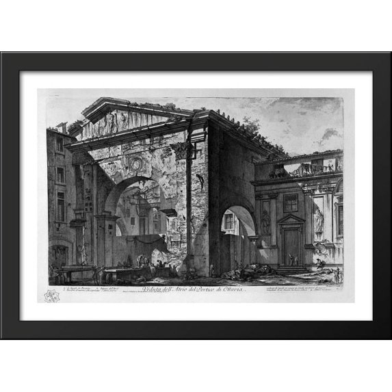Remains of a covered porch, or cryptoporticus, in a villa of Domitian five miles distant from Rome on the Via Frascati 40x28 Large Black Wood Framed Print Art by Giovanni Battista Piranesi