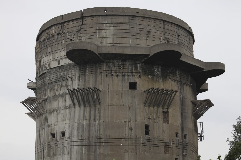 Remains of Anti-aircraft G-Tower Flak Tower VII in Augarten Austria Canvas Art - Richard RoscoeStocktrek Images (18 x 12)