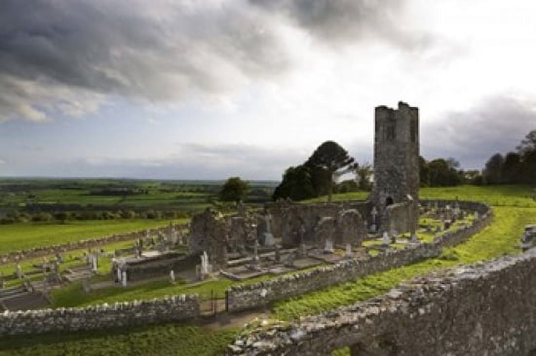 Remains of the Church on St Patricks Hill Slane Co Meath Ireland Canvas Art - Panoramic Images (16 x 11)