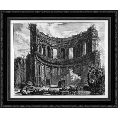 Remains of the Temple of Apollo said in Hadrian`s Villa near Tivoli 24x20 Black Ornate Wood Framed Canvas Art by Piranesi, Giovanni Battista