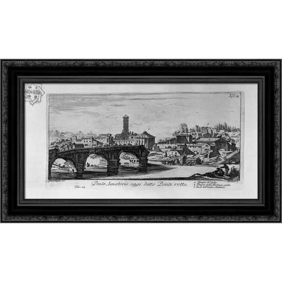 Remains of the Temple of Jupiter Stator 24x16 Black Ornate Wood Framed Canvas Art by Piranesi, Giovanni Battista