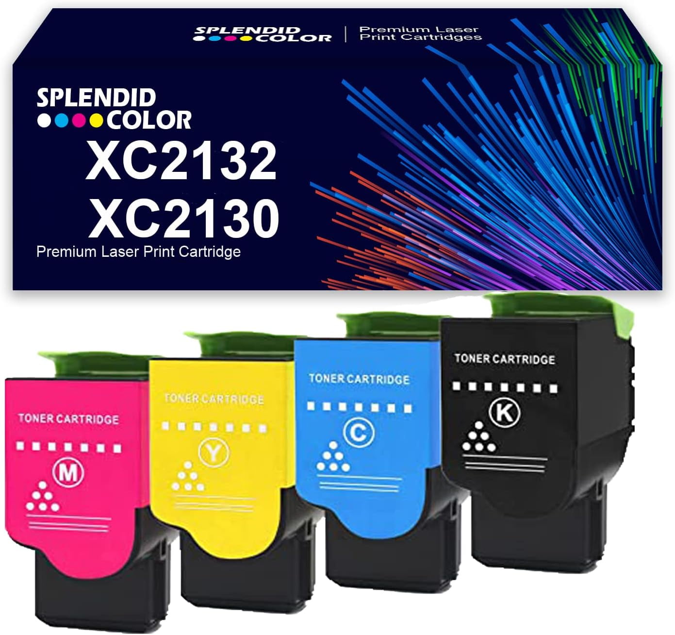 FiestaEdge 4-Pack Toner Cartridges For Lexmark XC2130/XC2132 – Remanufactured 24B6011 Black & 24B6008/9/10 Color – High Yield