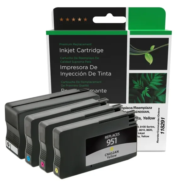 Remanufactured Clover Imaging High Yield Black, Cyan, Magenta, Yellow Ink Cartridges compatible with HP 950XL/951 (C2P01FN) 4-Pack
