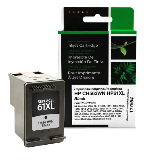 Remanufactured Clover Imaging High Yield Black Ink Cartridge compatible with HP 61XL (CH563WN)
