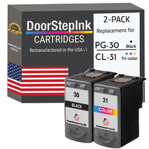 Remanufactured DoorStepInk High Yield Ink Cartridge for Canon PG-30 Black and CL-31 Tri-Color
