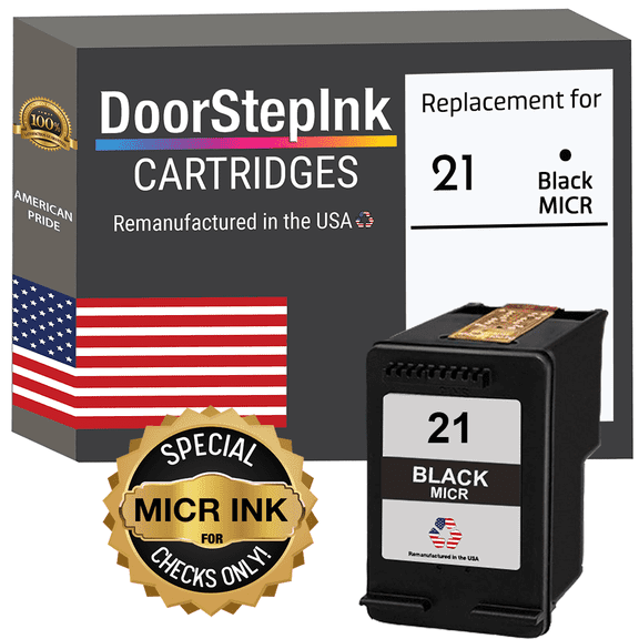 DoorStepInk HP 21 Black MICR Ink Cartridge, C9351 Compatible HP DeskJet D2330, F335, D2345, F340