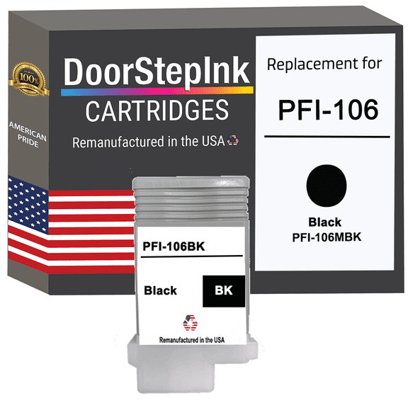 DoorStepInk PFI-106 130ML Black Ink Cartridge Compatible with Canon iPF6300, iPF6300S, and iPF6350