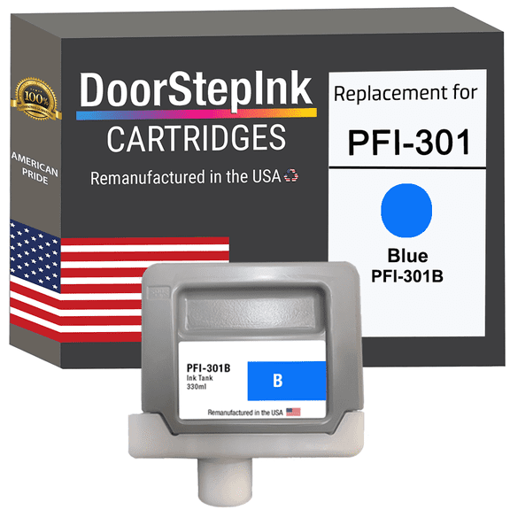 DoorStepInk Ink Cartridge for Canon PFI-301 330ML Blue Compatible with Canon imagePROGRAF iPF8000 Wide Format, iPF8100 , iPF9000 , iPF9100