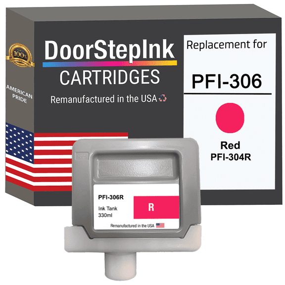 DoorStepInk PFI-306 Red Ink Cartridge, 330ML Compatible with Canon iPF8400 and iPF9400 Printers