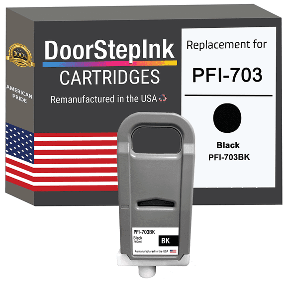 DoorStepInk Ink Cartridge for Canon PFI-703 700ML Black Compatible with Canon imagePROGRAF iPF810, iPF815 , iPF820 , iPF825