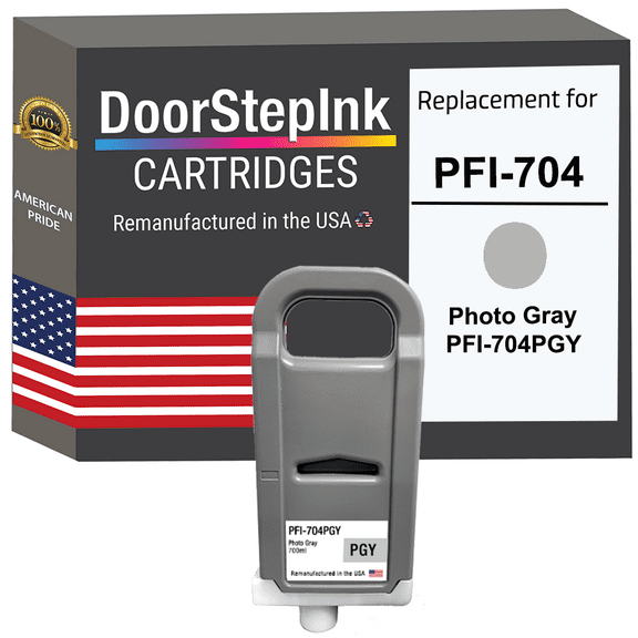 Remanufactured DoorStepInk in the USA Ink Cartridge for Canon PFI-704 700ML Photo Gray