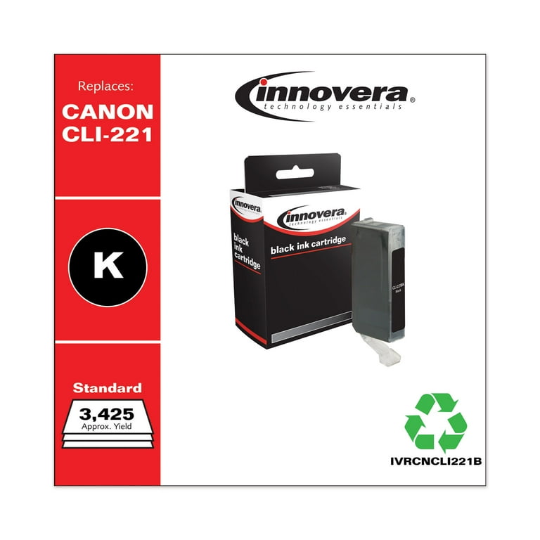 Remanufactured Black Ink, Replacement for CLI-221BK (2946B001), 3,425 Page-Yield Remanufactured Black Ink, Replacement for CLI-221BK (2946B001), 3,425 Page-Yield