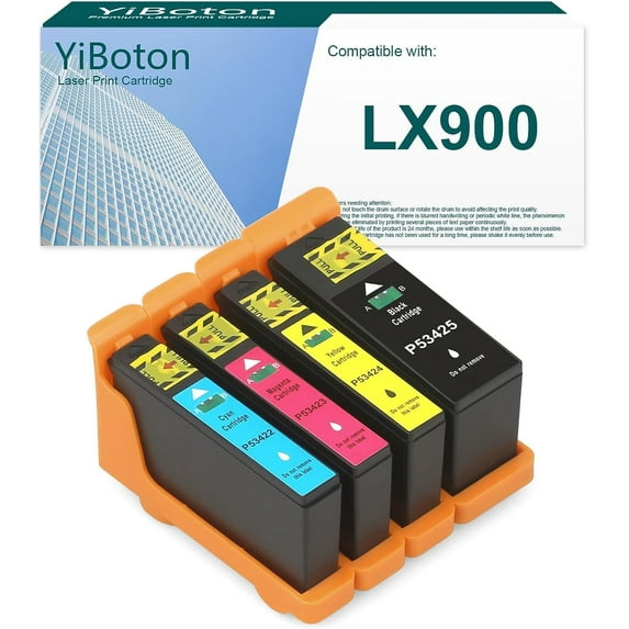 Remanufactured LX-900 LX900 Ink Cartridge Replacement for Primera 53422 53423 53424 53425 Used for Primera LX900 Printer (4-Pack)