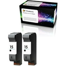 Remanufactured OCProducts for 2 Pack of HP 15 Ink Cartridge Replacement for Deskjet 3810 3820 810c 812c 816 840c 841c 842c 843c 845c 920c 940 Officejet 5110 v40 PSC 500 750 950 (2 Black)