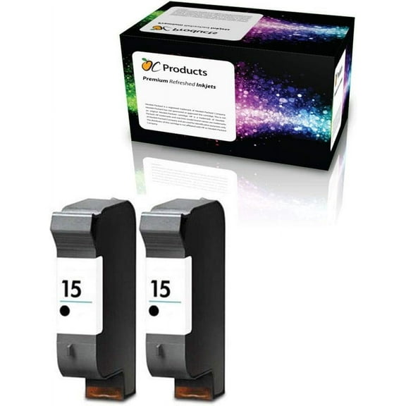 Remanufactured Compatible Ink Cartridge Replacement for 2 Pack of HP 15 for Deskjet 3810 3820 810c 812c 816 840c 841c 842c 843c 845c 920c 940 Officejet 5110 v40 PSC 500 750 950 (2 Black)