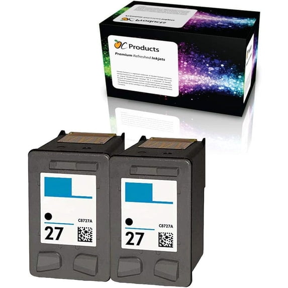 Remanufactured Compatible Ink Cartridge Replacement for HP 27 for Deskjet 3650 3845 PSC 1310 1315 2200 2171 Officejet 5608 Printers (2 Black)