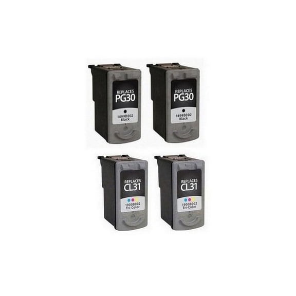 PrinterDash Compatible with Canon PIXMA iP-1800/iP-1900/iP-2600/MP-140/MP-190/MP-210/MP-470/MX-300/MX-310 Inkjet Combo Pack (2-Black/2-Color) (PG-30/CL-31) (1899B002AA/1900B002AAMP_2PK)