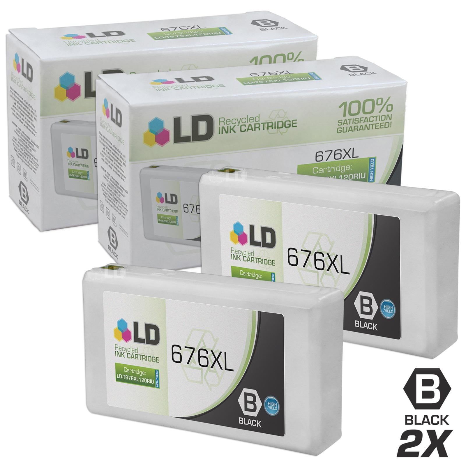 Remanufactured Epson 676XL (T676XL120) InkJet Cartridge, Black, 2400 High Yield