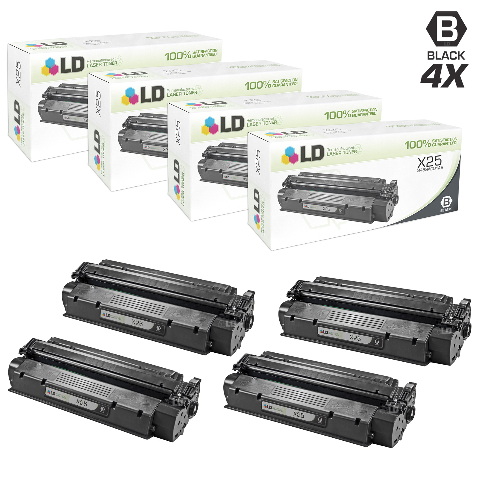Remanufactured Toner Cartridge Replacement for Canon X25 8489A001AA (Black, 4-Pack) - image 1 of 6