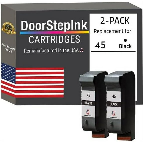 Remanufactured in Cartridge Replacements for 45 51645 51645A 2 Black Pack for Printer Color Copier 110, 120, 140, 145, 150, 155, 160,