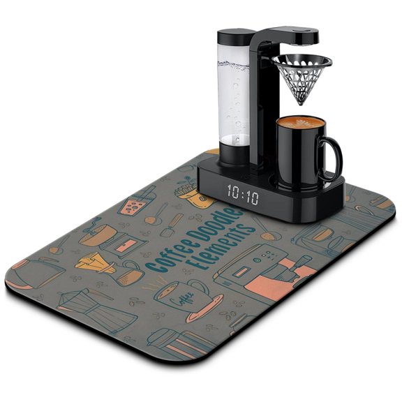 Remarkable 19.5x12in Coffee Mat - Rubber-Backed, Hides Stains, Perfect Countertop Fit, Diatom Mud, Coffee Bar Accessory, Highly Absorbent Drying Mat